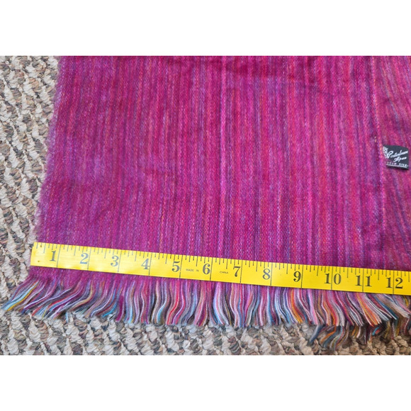 Winterbourne Alpaca Blend Silk Scarf Berry Purple Fringe Cozy Vtg Boho 12x76 - Picture 4 of 7